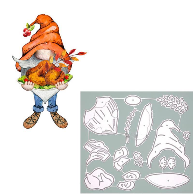 Thanksgiving Turkey Gnome Metal Cutting Die for Scrapbooking & Cards