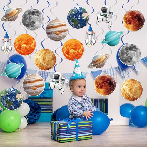40Pcs Outer Space Hanging Swirl Decorations for Kids' Parties