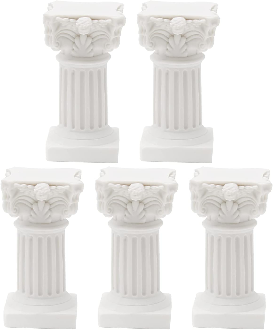 Saihisday Mini Roman Pillar Greek Columns - 5Pcs Christmas Decorations | Resin Statues for Wedding Table, 1.18" x 1.18" x 2.56" (White)