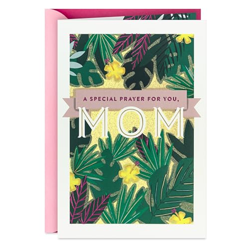 Religious Birthday Card for Mom - A Special Prayer with Tropical Leaves