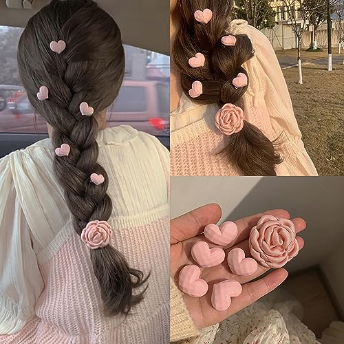ExdAs Mini Heart Hair Clips - 20 Pcs Cute Pink Small Hair Pins & Barrettes for Women and Girls
