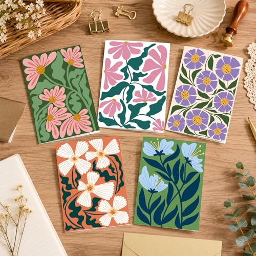 24-Pack Floral Greeting Cards Set with Envelopes & Stickers, 4x6 Inch