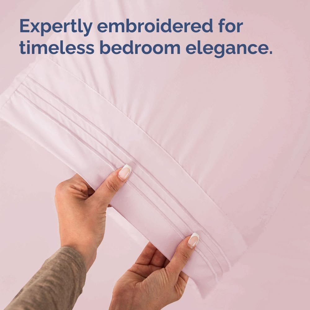 Regine Switzerland Queen Pillow Cases Set of 4 - Ultra Soft, Hotel Quality - Cozy & Wrinkle-Free - Lavender Pink