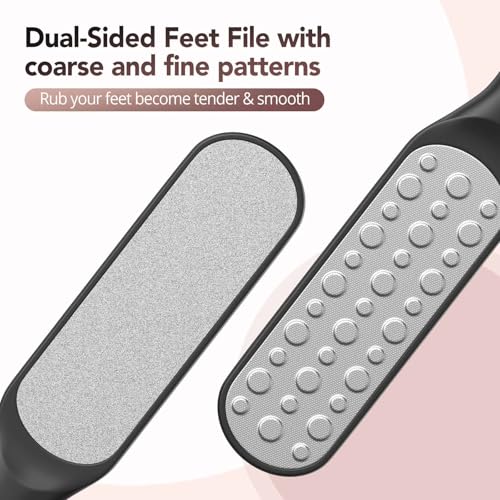 Kolavia 2 Pack Foot File Callus Remover - Stainless Steel Double-Sided Foot Scrubber