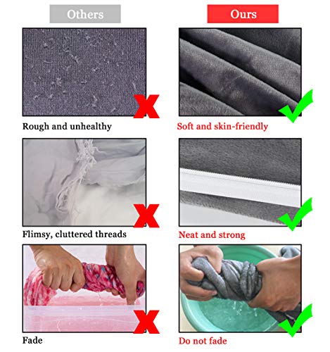 Luxury Velvet Body Pillow Cover 21x54 Inch with Zipper Grey Bed Pillow Protector