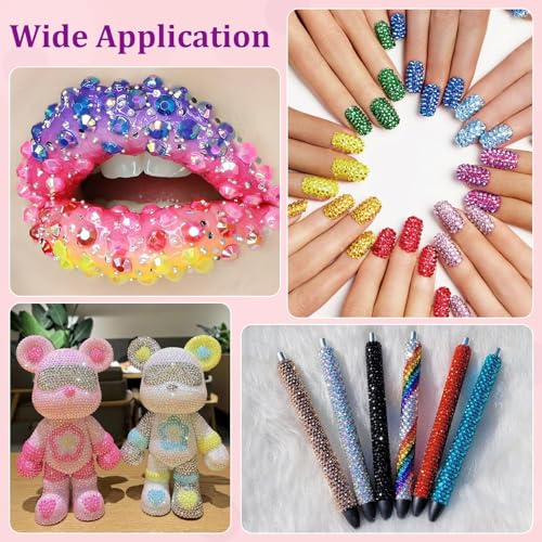 Hot Pink AB Resin Rhinestones Kit with B7000 Glue and Tools for Crafts DIY