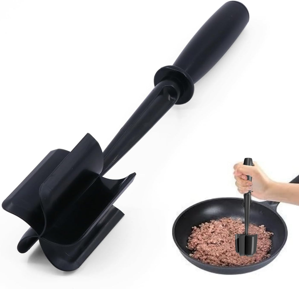 Skiennix Meat Chopper - 5 Curve Blades Heat Resistant Hamburger Smasher Tool | Non-Stick Nylon Utensil