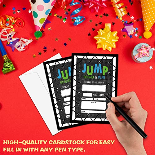 Bounce House Birthday Invitations - 20 Fill-In Cards & Envelopes