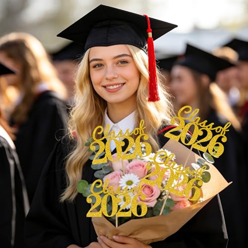 Graduation Decorations 2026 - 12 PCS Gold Glitter Table Centerpieces