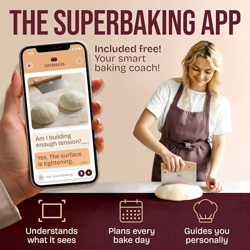 Superbaking 6-Inch Bench Scraper with Wooden Grip & Stainless Steel Blade
