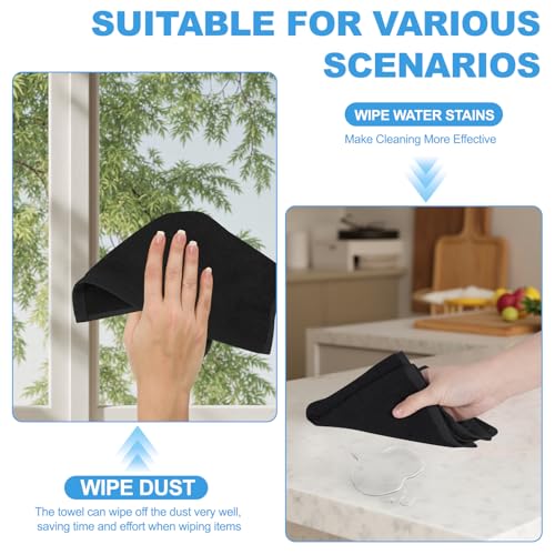 Black 6 Pack 100% Cotton Wash Cloths - 12x12 Inch