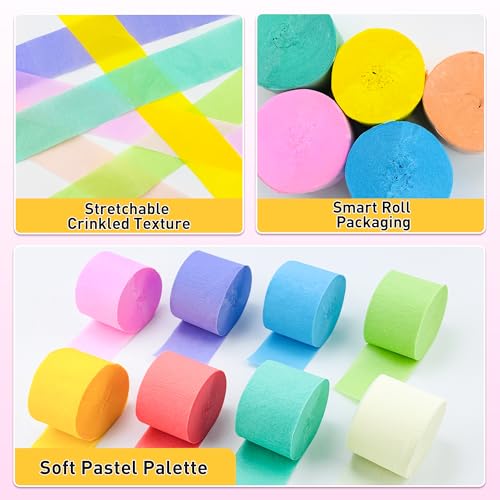 Oun Nana Pastel Rainbow Crepe Paper Streamers - 10 Rolls Color 1