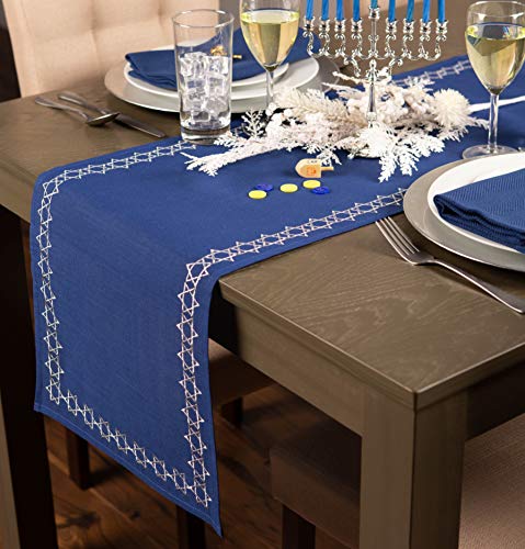 Hanukkah Star of David Table Runner 14x70 Inch Festival Holiday Decor
