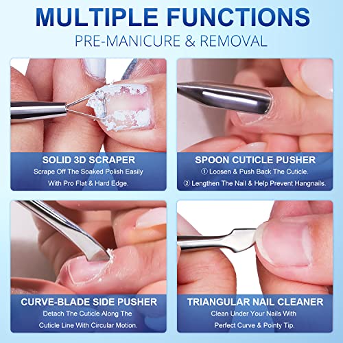 GA&EN Stainless Steel Cuticle Pusher and Gel Nail Scraper Tool 2-Piece Set