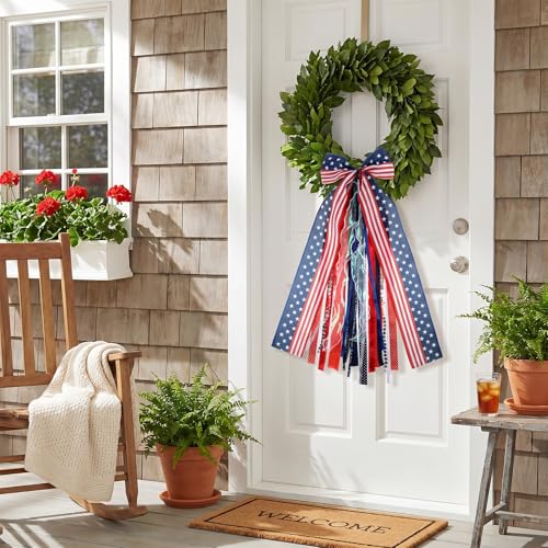 Patriotic 29.5 Inch Wreath Sash with Clip-On Star for 4th of July