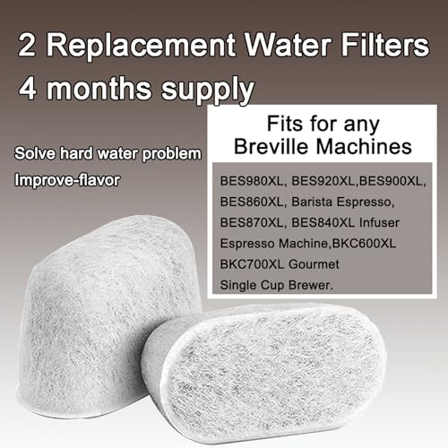 2-Pack Charcoal Water Filters for Breville Espresso Machines