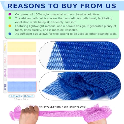 SpiralScgv 4-Pack African Net Sponge Exfoliating Body Scrubber