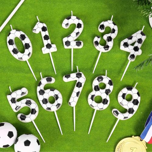 LASILE Soccer Number 8 Birthday Candle - Sports Themed Cake Topper, Party Supplies for Boys & Girls