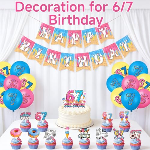 67 Meme Birthday Party Decorations Set with Banner, Toppers and Balloons