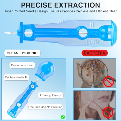 Xiuouix 60PCS Pimple Popper Kit with 72 Acne Patches, Blue