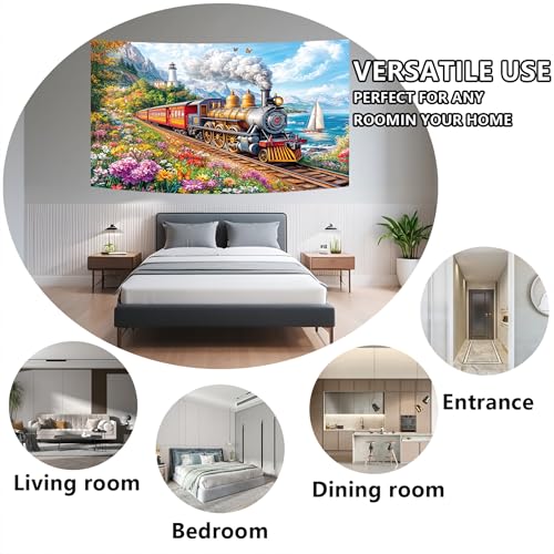 DYNH Steam Train Tapestry Wall Hanging - Seaside Fantasy 50x60"