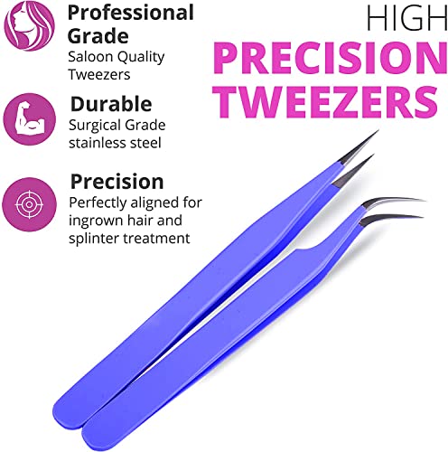 SIVOTE Eyelash Extension Tweezers for Classic & Volume Lashes, 2-Pack Purple