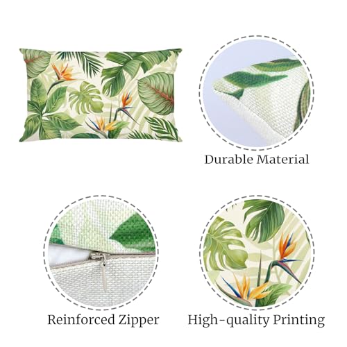 Tropical Palm Leaf Throw Pillow Cover, 12x20 Decorative Cushion Case