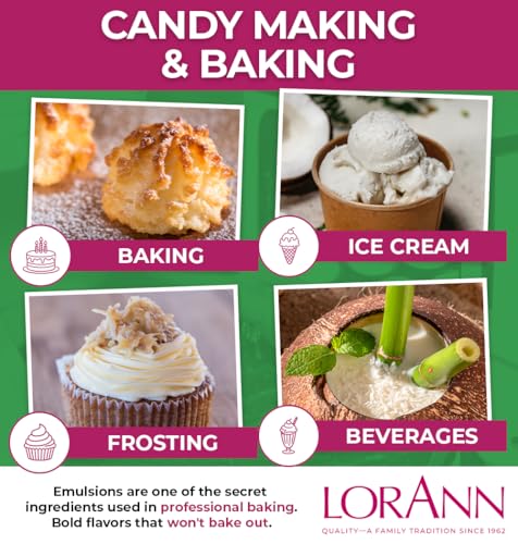LorAnn Oils Coconut Bakery Emulsion - Premium Baking Flavoring, 4 Fl Oz
