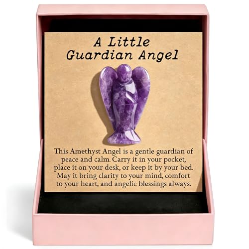 Amethyst Crystal Guardian Angel Pocket Hug - Purple Anxiety Relief Gift