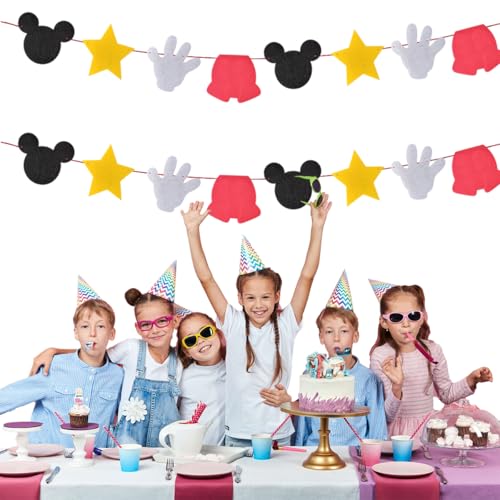 Mouse Theme Felt Party Banner - Yellow Decorative Birthday Pennant