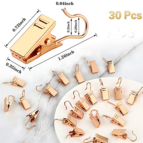 JANYUN Gold Mini Heavy Duty Hook Clips - 30 Pack for Curtains & Photos