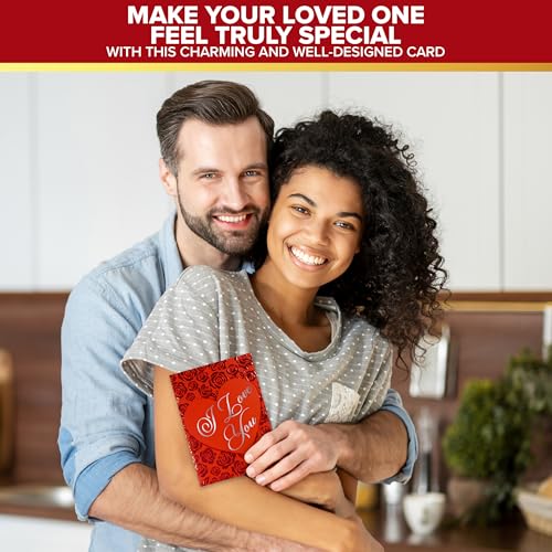 Elegant Red Foil Embossed 5x7 Valentine Card Set with Stickers