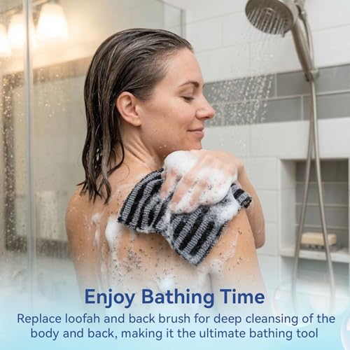 Japanese Exfoliating Shower Towel 2-Pack, 40 Inch Extra Long Body Scrubber