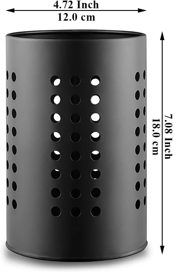 Black Stainless Steel Kitchen Utensil Holder, Farmhouse Countertop Organizer