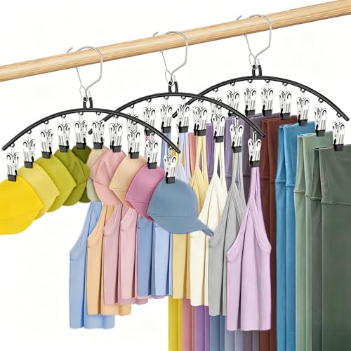 Black 3 Pack Skirt & Leggings Hangers with Clips - Space Saving Closet Organizer
