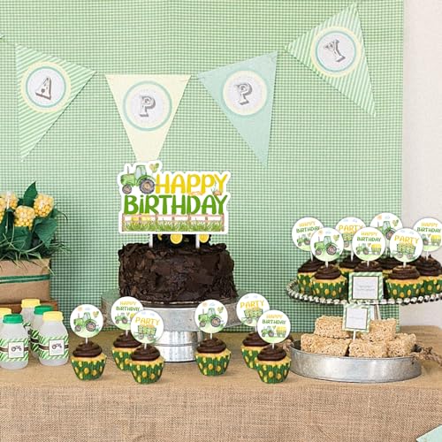 Tractor Birthday Decoration Set - 13pcs Cake & Cupcake Toppers