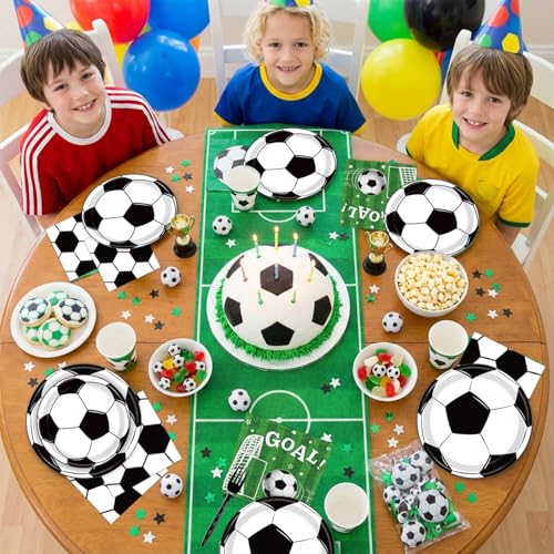 96-Piece Soccer Party Supplies Set - Disposable Tableware for 24 Guests