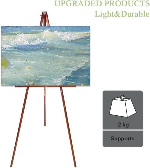Conda 63" Wooden Tripod Easel - Adjustable A-Frame Display Stand for Weddings & Art, Foldable Design