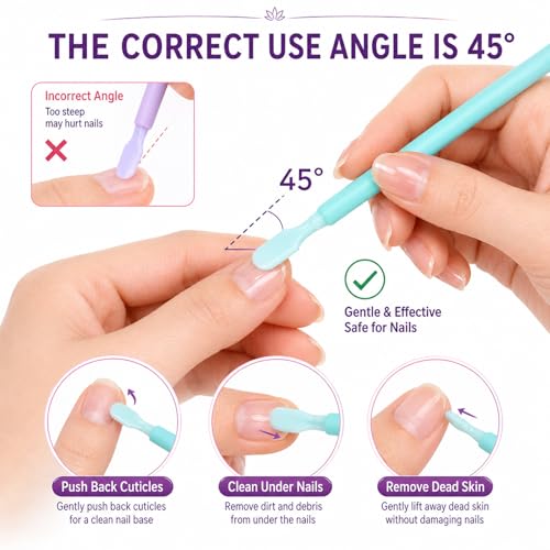 QFGasre 3-Piece Plastic Dual-End Cuticle Pusher and Nail Scraper