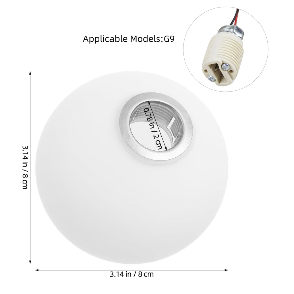 DOITOOL Frosted Glass Globe Lamp Shade for G9 Light Fixtures,Glass Ball Lamp Shades Modern Lamp Shade Replacement for Pendant Light Chandelier
