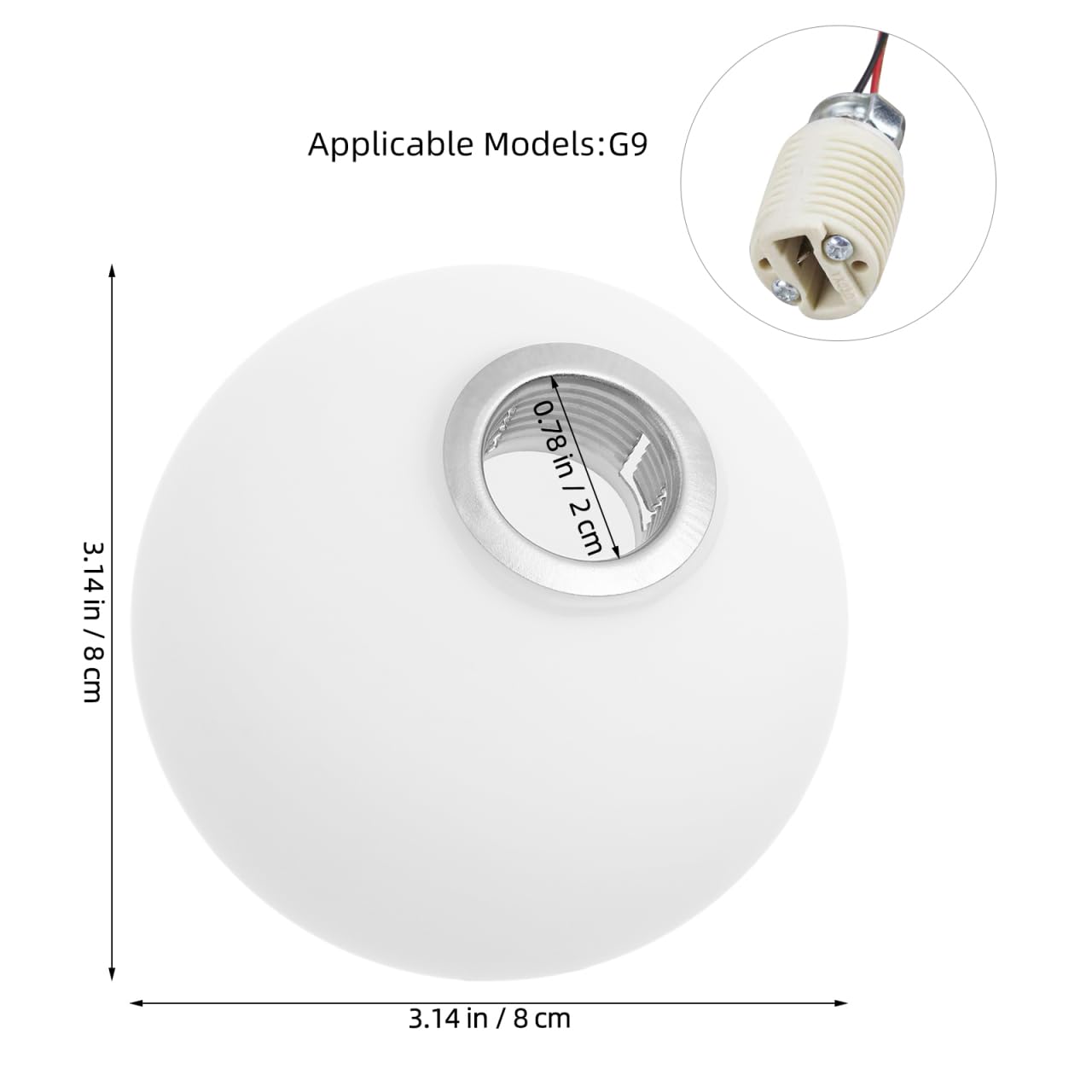 DOITOOL Frosted Glass Globe Lamp Shade for G9 Light Fixtures,Glass Ball Lamp Shades Modern Lamp Shade Replacement for Pendant Light Chandelier