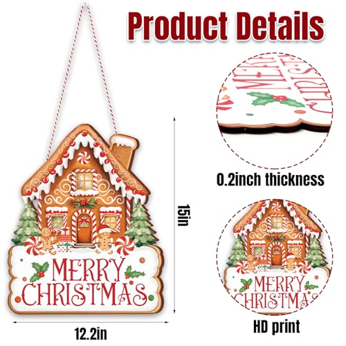 Christmas Wooden Door Sign - Gingerbread House & Holiday Decorations