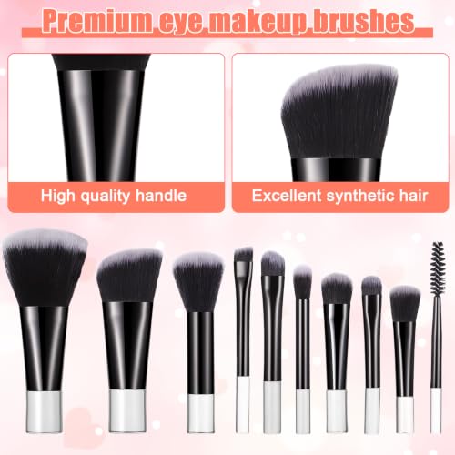 KFHENSOMR Travel Makeup Brush Set 10 Pcs Mini with Zippered Pouch