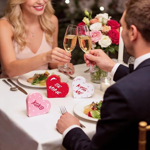 Wooden Heart Decorations - 3 Pcs Romantic Conversation Signs