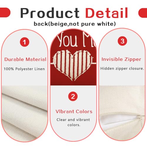 Valentine's Day Pillow Cover 12x20 Inch - Red Decorative Lumbar