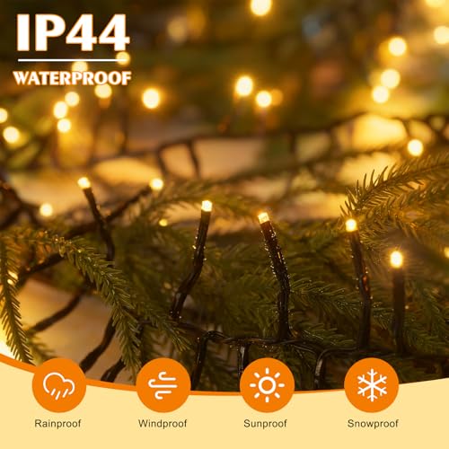 Warm Light 100Ft 2000 LED Christmas String Lights with Remote & 8 Modes