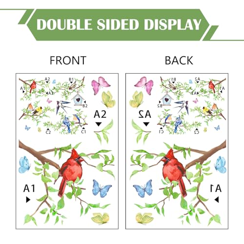 Spring Birds Window Clings - 4 Sheets with Cardinal & Blue Jay, Spring & Summer Decor