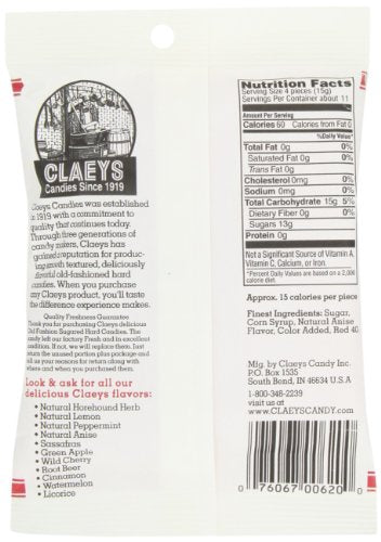 Claeys Natural Anise Drops - Old Fashioned Hard Candy, 6oz (Pack of 12)