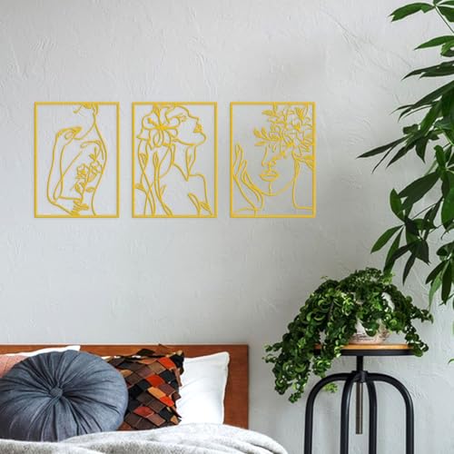 Minimalist Gold Wall Art Set - 3 Elegant Female Body Silhouettes