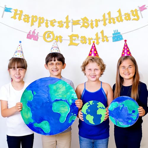Happiest Birthday On Earth Castle Banner for Girls Party